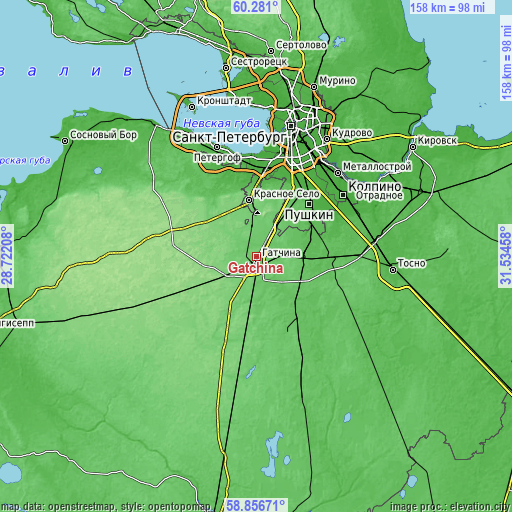 Topographic map of Gatchina