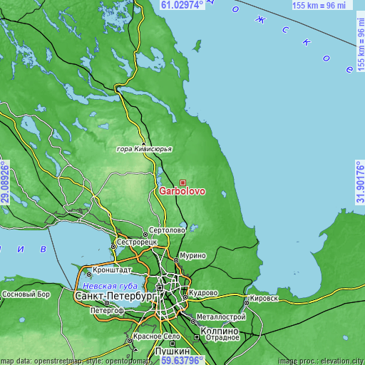 Topographic map of Garbolovo