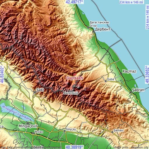 Topographic map of Gaptsakh