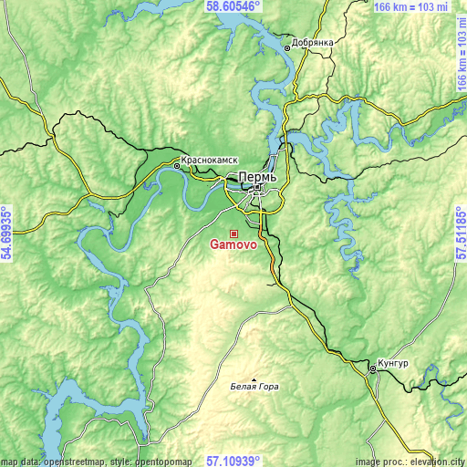 Topographic map of Gamovo