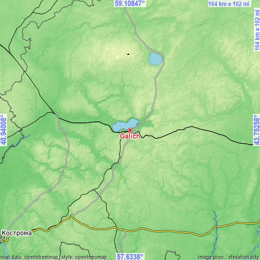 Topographic map of Galich