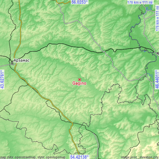 Topographic map of Gagino