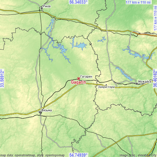 Topographic map of Gagarin