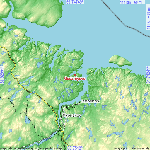 Topographic map of Gadzhiyevo