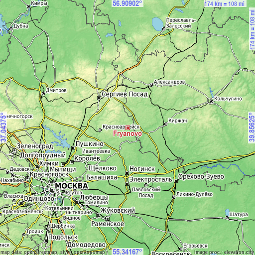 Topographic map of Fryanovo