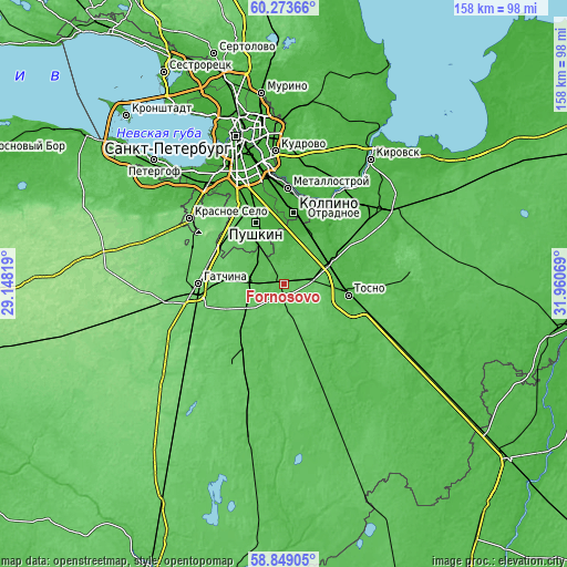 Topographic map of Fornosovo