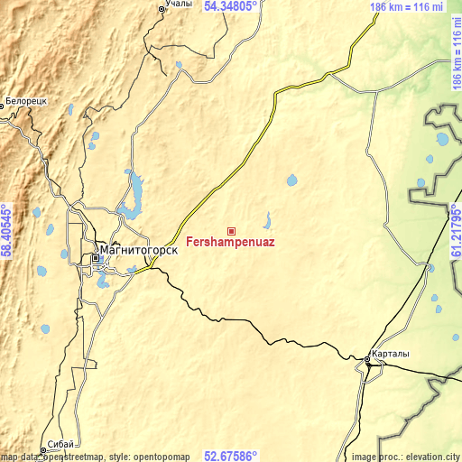 Topographic map of Fershampenuaz