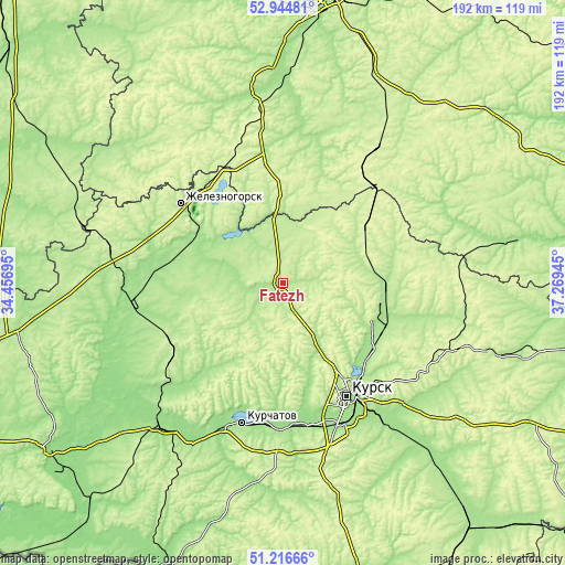 Topographic map of Fatezh