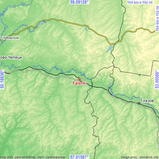 Topographic map of Falënki