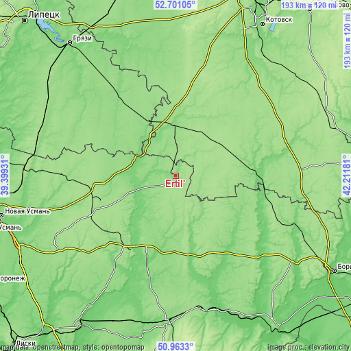 Topographic map of Ertil’