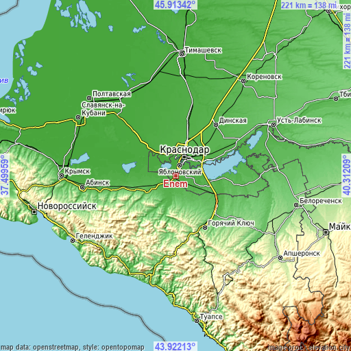 Topographic map of Enem