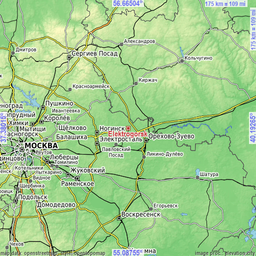 Topographic map of Elektrogorsk