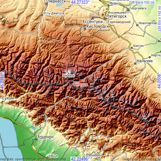 Topographic map of El’brus