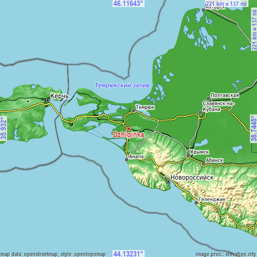 Topographic map of Dzhiginka