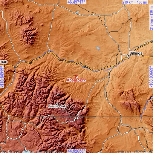 Topographic map of Absarokee