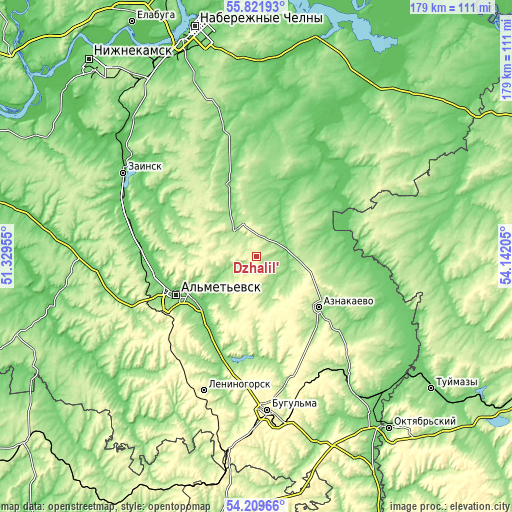Topographic map of Dzhalil’