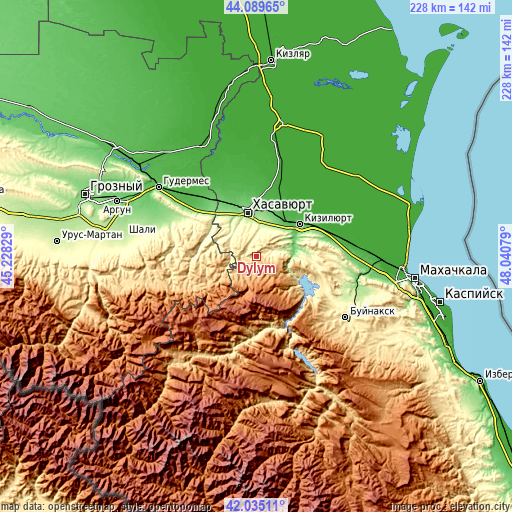 Topographic map of Dylym