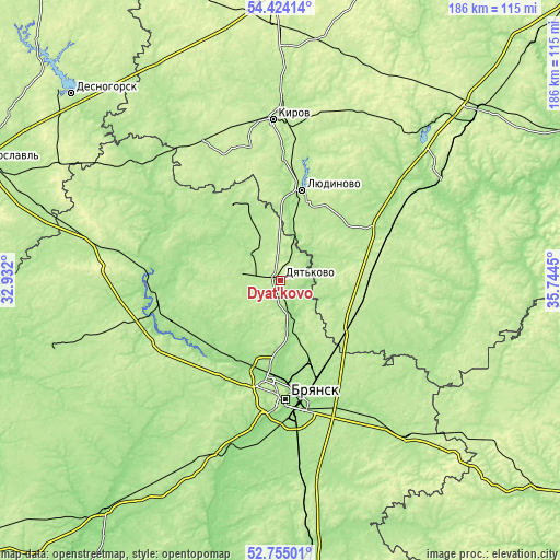 Topographic map of Dyat’kovo