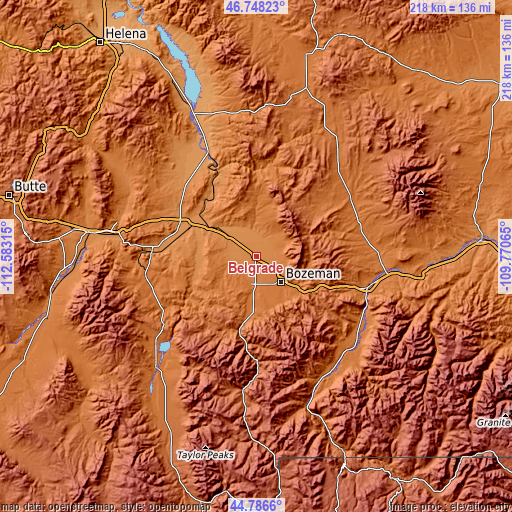 Topographic map of Belgrade