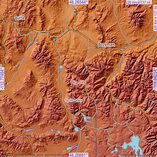 Topographic map of Big Sky