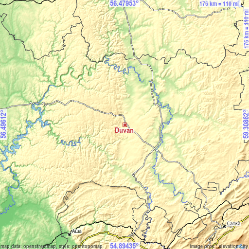 Topographic map of Duvan