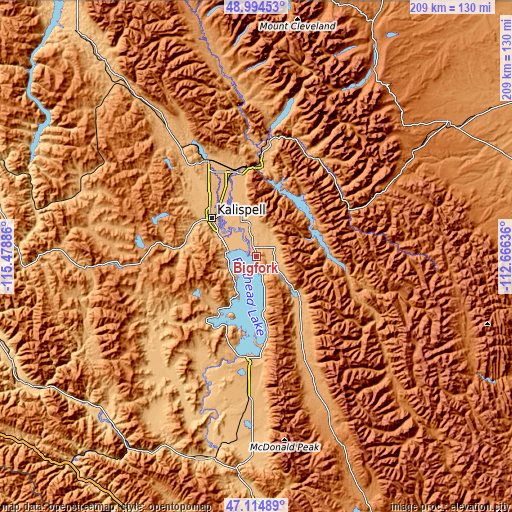 Topographic map of Bigfork