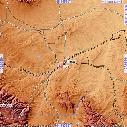 Topographic map of Billings
