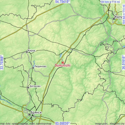 Topographic map of Duminichi