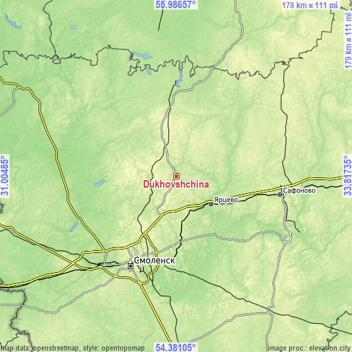 Topographic map of Dukhovshchina