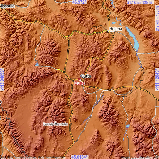 Topographic map of Butte