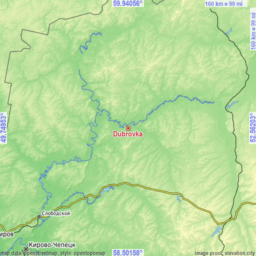 Topographic map of Dubrovka