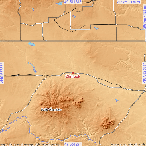 Topographic map of Chinook