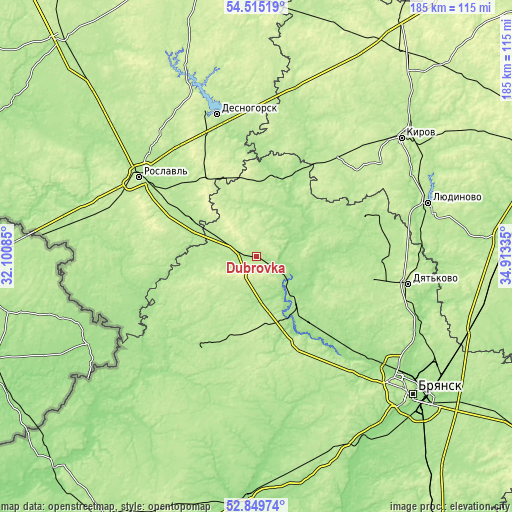 Topographic map of Dubrovka