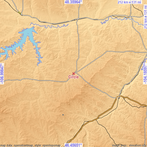 Topographic map of Circle