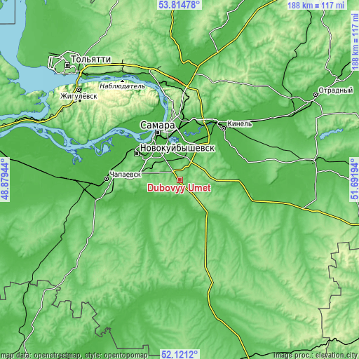 Topographic map of Dubovyy Umët