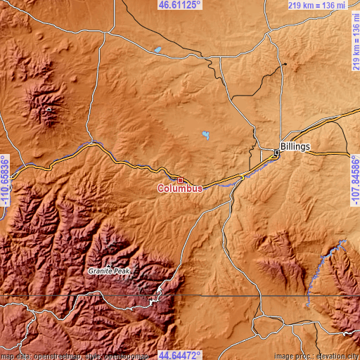 Topographic map of Columbus