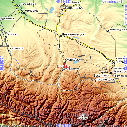 Topographic map of Druzhba