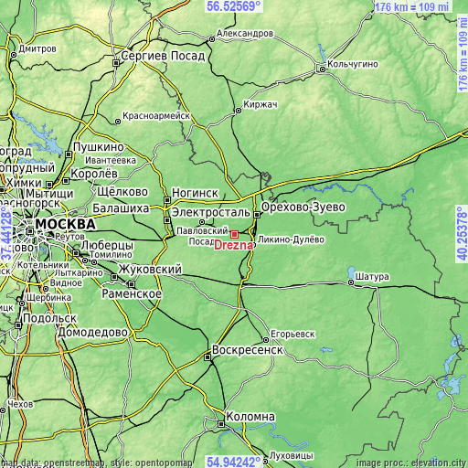 Topographic map of Drezna