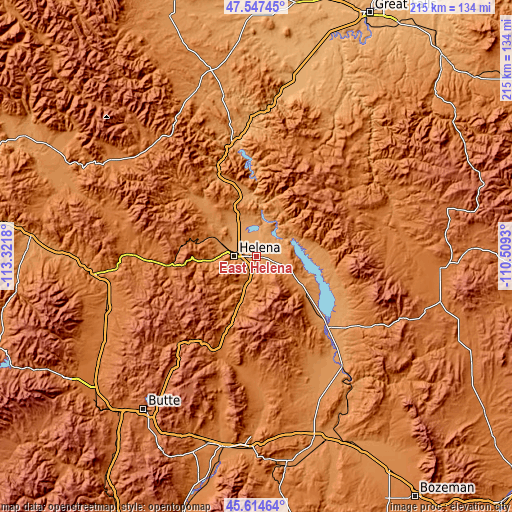 Topographic map of East Helena