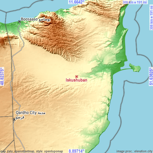 Topographic map of Iskushuban