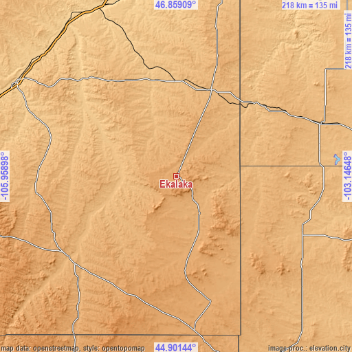 Topographic map of Ekalaka