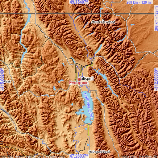 Topographic map of Evergreen