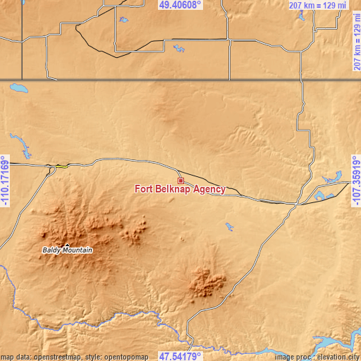 Topographic map of Fort Belknap Agency