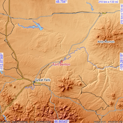 Topographic map of Fort Benton