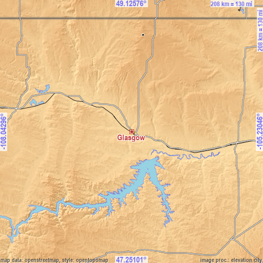 Topographic map of Glasgow