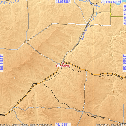 Topographic map of Glendive