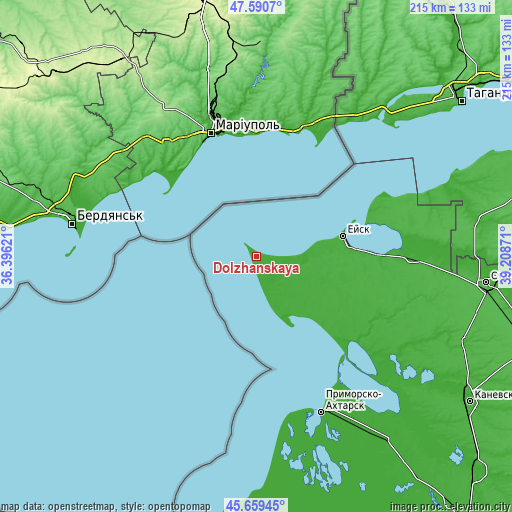 Topographic map of Dolzhanskaya