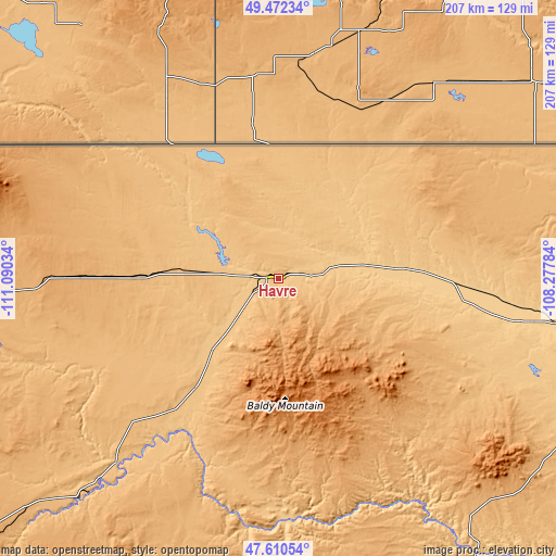 Topographic map of Havre