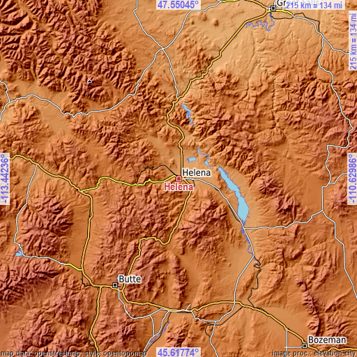 Topographic map of Helena