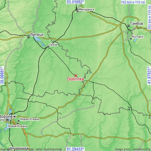 Topographic map of Dobrinka